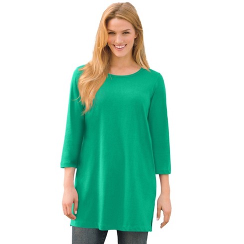 Women Plus Size Red Ethnic Tunic With Three Quarter Sleeves