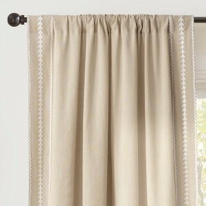 Lush Décor Olivia Ric Rac Embroidery Border Window Panel Dark Linen/White Single 42x84 - 1 of 4