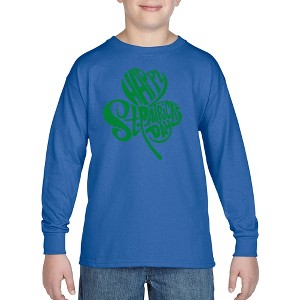 LA Pop Art Boy's Word Art Long Sleeve - St. Patrick's Day Shamrock - 1 of 4