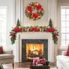 6 Feet Christmas Garland with Lights for Mantle,Battery Operated Outdoor Christmas Garlands with Red Gold Balls - 2 of 4
