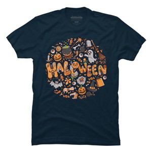 Men's Design By Humans happy halloween greeting holiday illustration By ghinan T-Shirt - 1 of 2