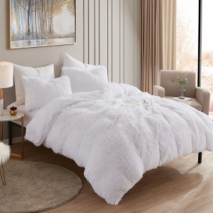 Plush Shaggy Comforter & Pilowsham Set Ultra Soft Luxurious Faux Fur Decorative Fluffy Crystal Velvet Bedding by Sweet Home Collection® - 1 of 3