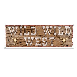 Beistle Wild Wild West Sign Banner, 5' x 21", (2/Pkg) Multicolored - 1 of 4