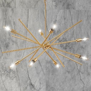 Urban Ambiance Luxury Mid-Century Modern Indoor Chandelier,  19-5/8''H x 42-3/8"W x 42-3/8''D,  Satin Brass Finish, UHP4427 - 1 of 4