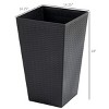 SEVOBAL Planters 3 Tall Rattan Planters with Drainage Holes Set of Outdoor Indoor Flower Pots, Black, 14.25"*14.25"*24" - 3 of 4