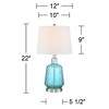 360 Lighting Ronald Modern Coastal Accent Table Lamp 22" High Blue Textured Glass Nickel Pole White Drum Shade for Bedroom Living Room Nightstand - 4 of 4