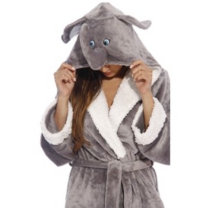 Just Love Women's Plush Critter Hooded Velour Robe – Cute Animal Design, Ultra Soft Lounge Wear - 1 of 2