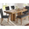 6 PCS Farmhouse Style Dining Set, Extendable Thick Top Table with Removable Leaf, Rubberwood Frame Chairs and Bench with Cushion-Cuddlewood - 3 of 4