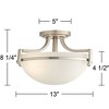Regency Hill Mallot Modern Ceiling Light Semi Flush Mount Fixture 13" Wide Brushed Nickel 2-Light Marbleized Glass Bowl Shade for Bedroom Living Room - 4 of 4