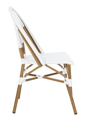 Salcha Coastal White & Light Brown PE Wicker Bistro Side Chair, Set of 2