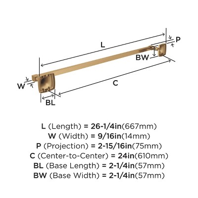 Champagne Bronze 24" Wall Mounted Towel Bar