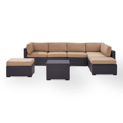 Biscayne 6pc Outdoor Wicker Sectional Set - Mocha - Crosley