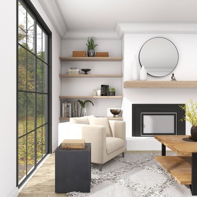 Carved Spiral Black Wood Rustic Accent Table 17"x19"