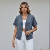 Knit & Lounge Women’s Button Front Waffle Knit Cardigan Short Sleeve V-Neck Relaxed Fit Lightweight Layering Top - 3 of 4