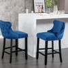 INFURNIC Counter and Bar Stools Velvet Upholstered Barstools with Tufted Back and Cushioned Seat for Home Bar, Blue, 22"*19"*37" - 4 of 4