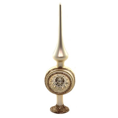 Inge Glas 10.0" Champagne Classic Reflector Tree Topper Free Stand Finial  -  Tree Toppers