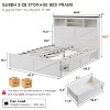 SinCiDo Farmhouse Queen Wood Bed Frame, 52" Tall Headboard with 4 Storage Drawers, LED Light & Charging Station, No Box Spring Needed - 2 of 4