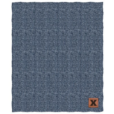 NCAA Xavier Musketeers Two- Tone Sweater Knit Blanket with Faux Leather Logo Patch