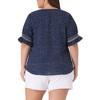 Agnes Orinda Women's Plus Size Boho Smocked Short Puff Sleeve Ruffled Cuff Spring Summer Polka Dots Blouses - 4 of 4