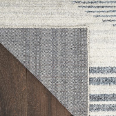 Scandinavian Charm Blue Stripe Washable 5' x 7' Wool Blend Rug