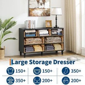 Drawers Dresser for Bedroom, 46" Tall Dressers & Chests of Drawers w/Curved Profile Design & Vintage Circle Handle, Wood Vertical Dresser - 1 of 4