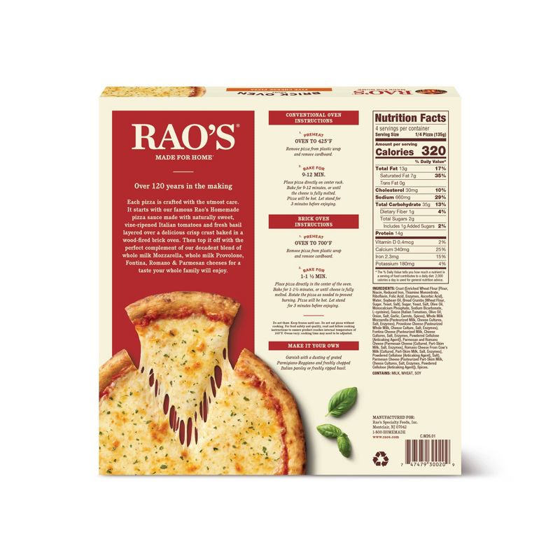 Rao&#39;s Made for Home Brick Oven Crust 5 Cheese Frozen Pizza - 18.3oz, 2 of 4