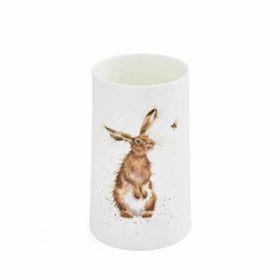 Royal Worcester Wrendale Designs Vase, Hare & Bee - Fine Bone China Cottagecore Floral Accent for Botanical Displays, Wildflower Bouquets