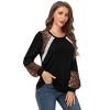 Coolmee Long Sleeve Shirts for Women Color Block Leopard Print Raglan Tops Casual Crewneck Basic Tees Fashion Fall Clothes - 2 of 4
