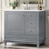 36-Inch Bathroom Vanity with Ceramic Sink MDF & Solid Wood Base 3 Drawers & Cabinet - 2 of 4