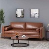 Mid-Century Modern Design 3-Seat Sofa for Living Room, Tufted Sofa with Bolster Pillows, PU Leather Couch with Wood Legs-Baofuwish - 2 of 4