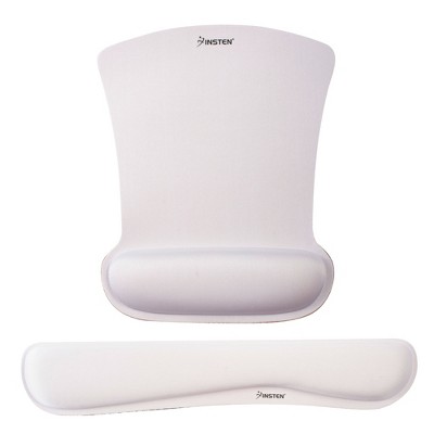 Insten Mouse Pad with Wrist Support and Keyboard Wrist Rest, Ergonomic, Easy Typing, Memory Foam For Gaming Office, Trapezoid L, White