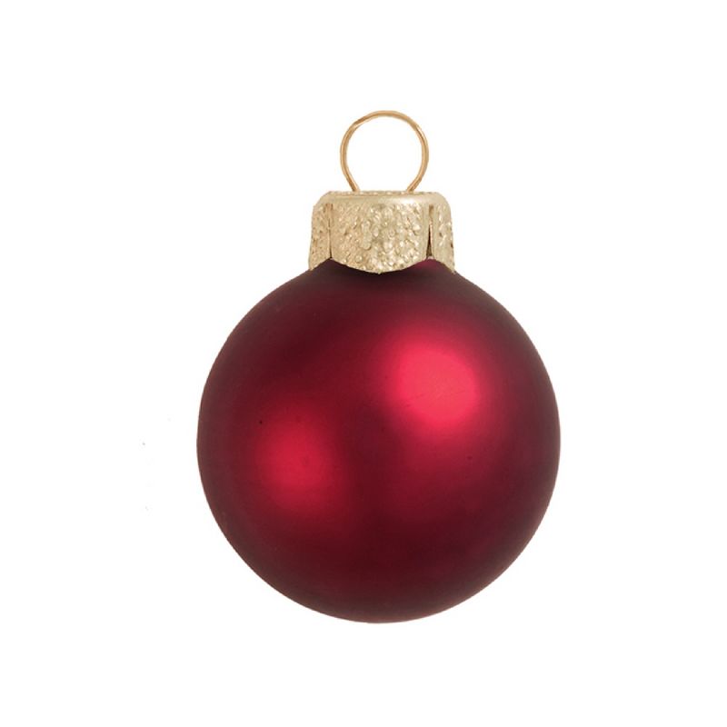 Northlight Bordeaux Glass Ball Christmas Ornament 7" (180mm) - Matte Red, 1 of 2