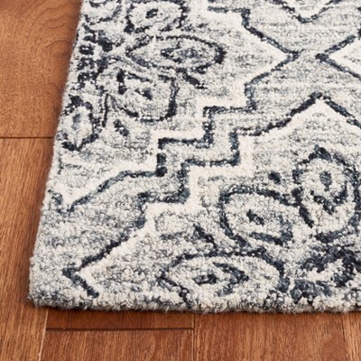 Handmade Dark Blue/Grey Abstract Wool Square Rug - 6' x 6'