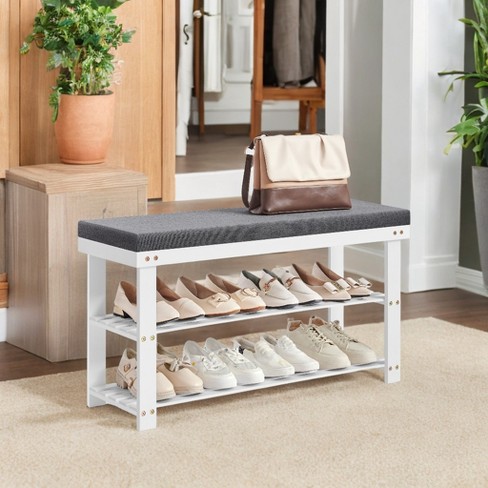 2-Tier Shoe Rack Bamboo Shoe Bench Stable Shoe Organizer for Entryway Living Room Bench Seat Holds Up to 300 lb 11.4 x 35.4 x 19.3 Inches - image 1 of 4