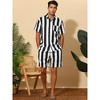 Lars Amadeus Men's Hawaiian Stripes Beach Shirt and Shorts Sets 2 Pieces - 2 of 4