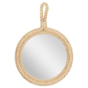 Glass Wall Mirror with Rope Accents Brown - Olivia & May: Nautical, No Assembly Required - 1 of 4