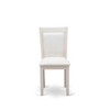 East West Furniture MZC0T01 Dining Chair Set of 2 - Cream Linen Fabric Seat and High Chair Back - Wire Brushed Linen White Finish (SET OF 2)` - 3 of 4