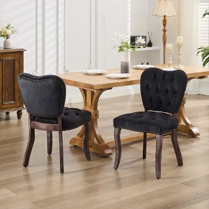 French Vintage Tufted Upholstered Fabric Dining Chair,Set of 2 - 1 of 4
