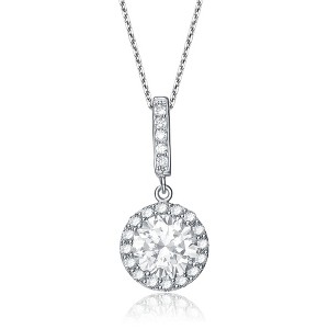 Guili Sterling Silver White Gold Plated Cubic Zirconia Round Stud Drop Pendant for a Chic and Refined Look, Perfect for Special Events - 1 of 3