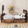 Whisen Metal Twin Size Platform Bed with Headboard, Footboard, Two Drawers and TV Stand - Black - 3 of 4