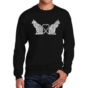 LA Pop Art Cat Tail Hearts - Men's Word Art Crewneck Sweatshirt - 1 of 4
