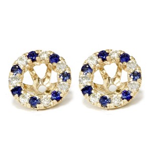 Pompeii3 VS 5/8ct Blue Sapphire & Diamond Earring Jackets 14k Yellow Gold (4-5mm) - 1 of 3