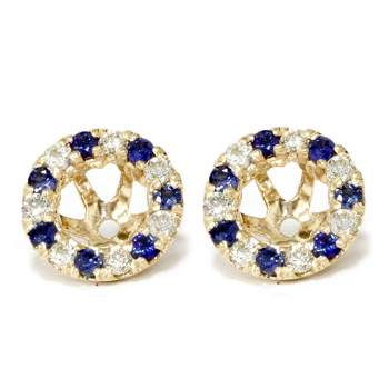 Pompeii3 VS 5/8ct Blue Sapphire & Diamond Earring Jackets 14k Yellow Gold (4-5mm)