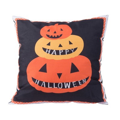 JUJABU 20x20" Halloween Pumpkin Decorative Throw Pillow, Black