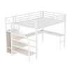 Bellemave Queen Size Loft Bed with L-shaped Desk and USB, High Loft Bed with LED for Kids Teens Adults, White - 3 of 4