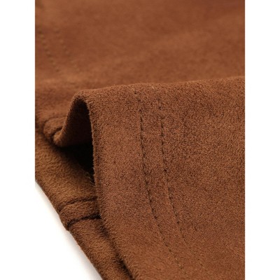 INSPIRE CHIC Women's Lapel Collar Long Sleeve Faux Suede Work Office Blazer 2 Packs Caramel/Coffee Large — фото 4
