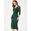 Allegra K Women's Elegant V Neck 3/4 Sleeve Lace Mermaid Bodycon Dress - 2 of 4
