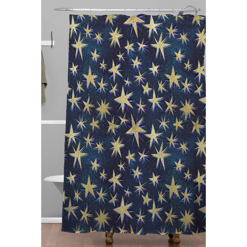Schatzi Starry Galaxy Shower Curtain Brown/Yellow - Deny Designs, 3 of 5
