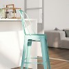Merrick Lane Sabine Metal Indoor-Outdoor Barstool with Vertical Slat Back and Integrated Footrest - 4 of 4