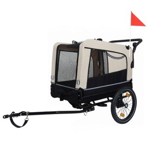 2-in-1 Bike Trailer & Push Cart for Pets - Detachable Bike Hitch & Push Handle Included,Non-Slip Floor, Internal Leash, Holds Up to 88 lbs - 1 of 1